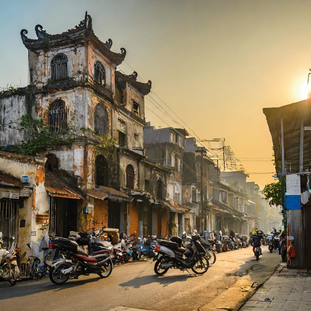 Vietnam old town streetscape