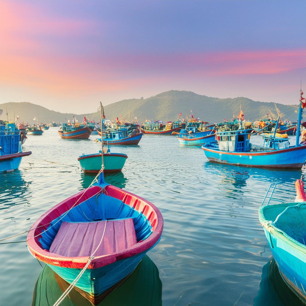 Vietnam fishing boats in harbour