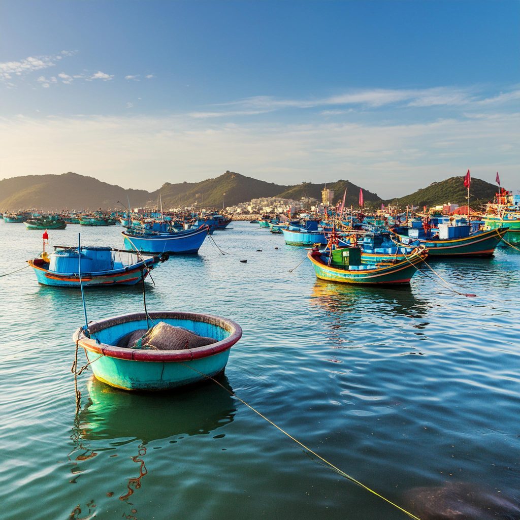 Vietnam fishing boats in harbour