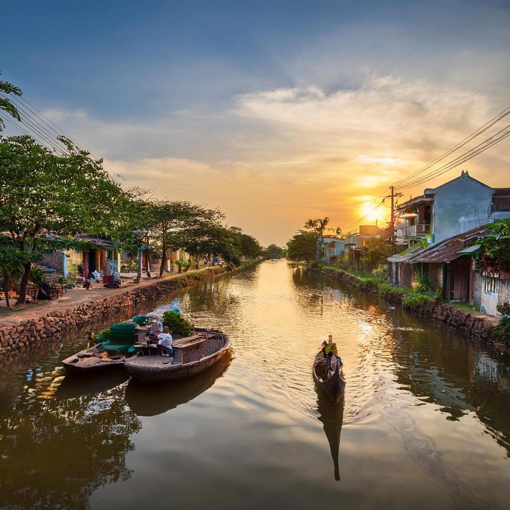 rural canal sunset
