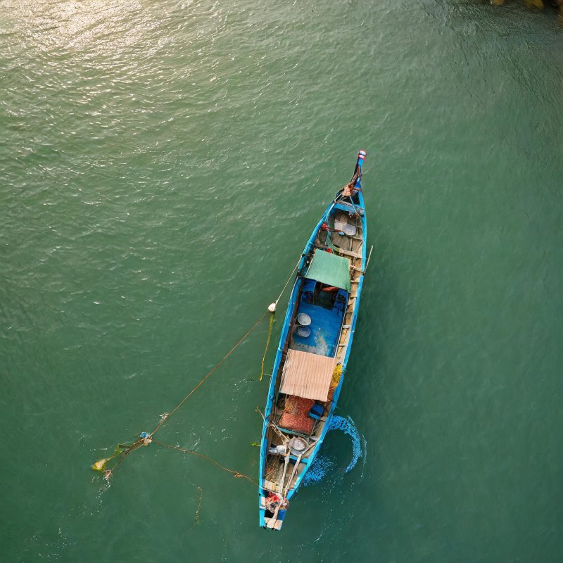 Vietnam fishing boat from overhead